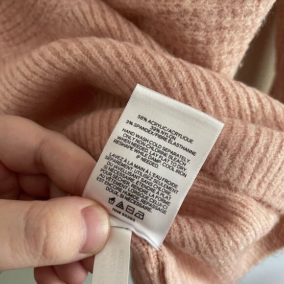 Express Women S Light Pink Waffle Knit Thermal Wedge Turtleneck Sweater NWT - Picture 10 of 11